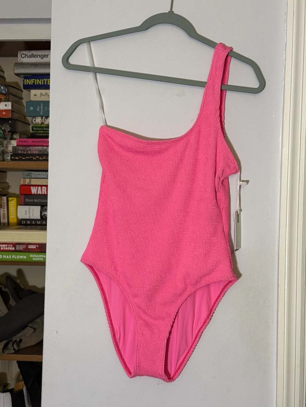 Good American One-Piece Swimsuit Size 3/4 Pink Textured One Shoulder